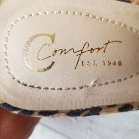 Cato C Comfort Leopard Print Open Toe Wrap Ankle Round Faux Wood Heel Sandal - Picture 10 of 13